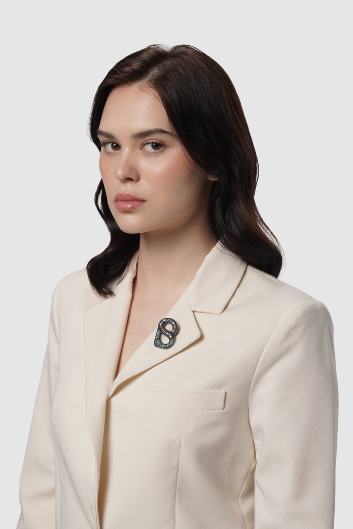 leona brooch in hematite by buttonscarves on blazer