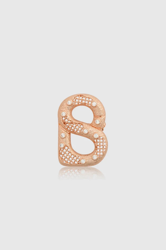 leona brooch in rose gold by buttonscarves front view