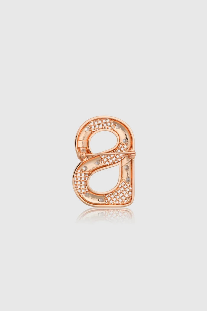 leona brooch in rose gold by buttonscarves back view