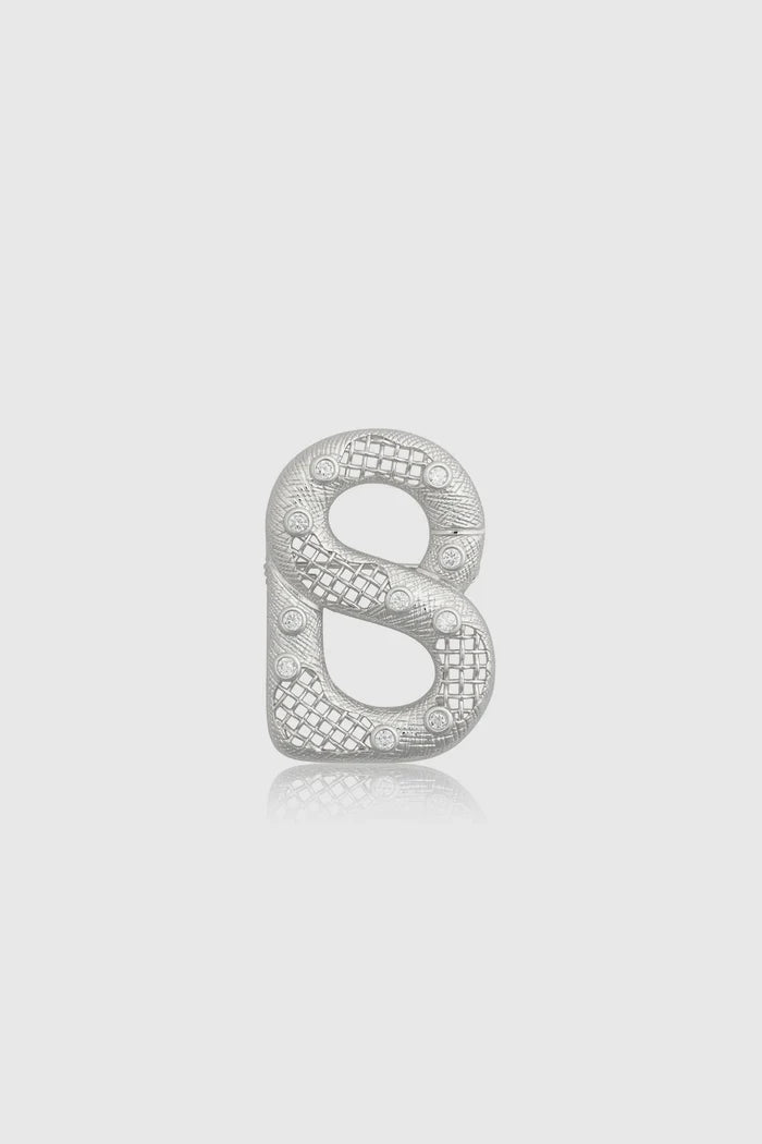 leona brooch in silver by buttonscarves front view