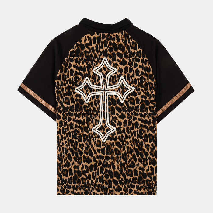Leopard Mesh Mens Jersey (Brown/Beige)