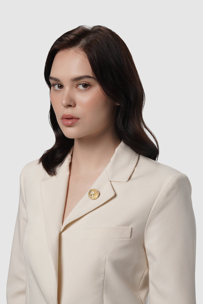 liora pin brooch in gold by buttonscarves on blazer