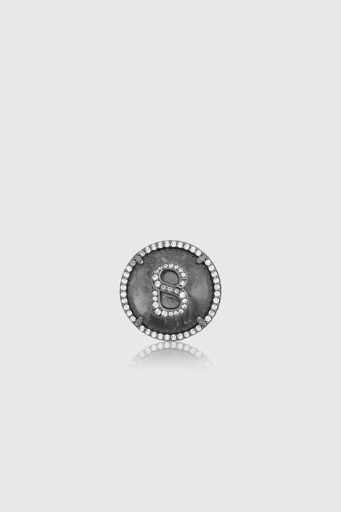liora pin brooch in hematite clear by buttonscarves front view