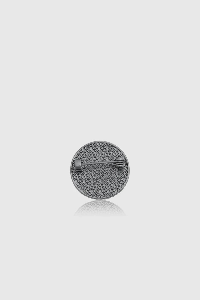 liora pin brooch in hematite clear by buttonscarves back view