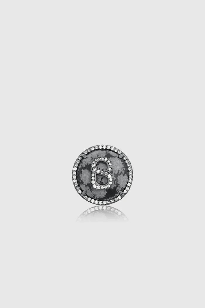 liora pin broch in hematite marble by buttonscarves front view