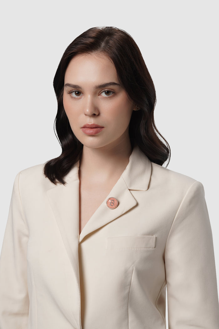 liora pin brooch in rose pink gold by buttonscarves on blazer