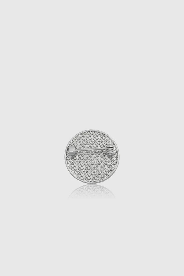 liora pin brooch in silver clear by buttonscarves back view