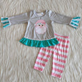 Long sleeve legging pants Christmas embroideried outfits