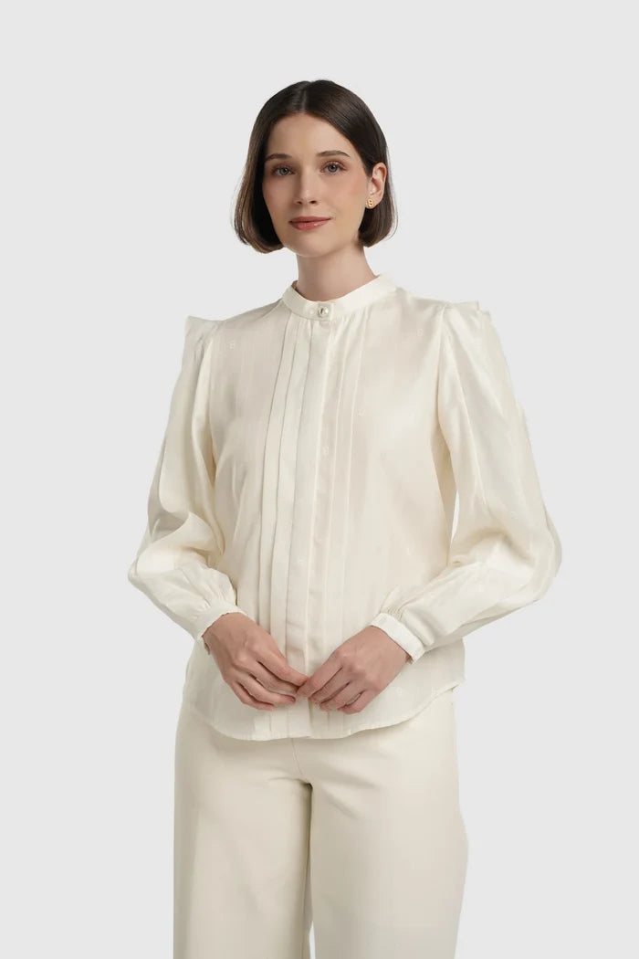 Louisa Pleated Shirt - Ivory