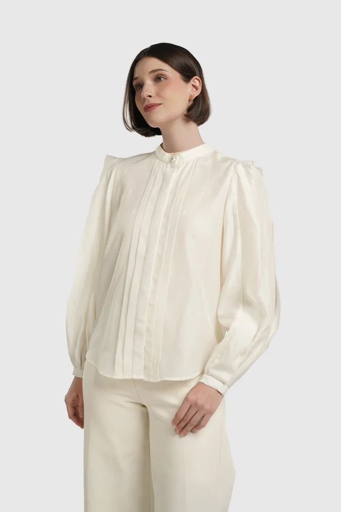 Louisa Pleated Shirt - Ivory