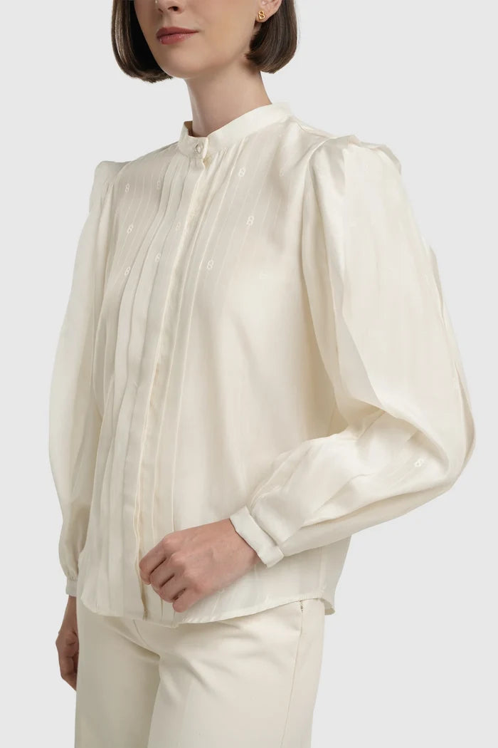 Louisa Pleated Shirt - Ivory