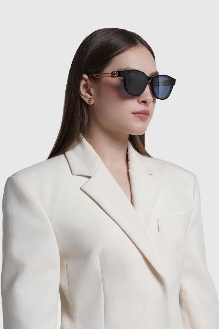 luca sunglasses in blue by buttonscarves worn