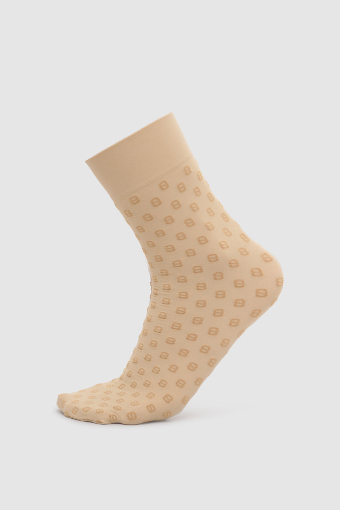 luna nylon socks in beige by buttonscarves