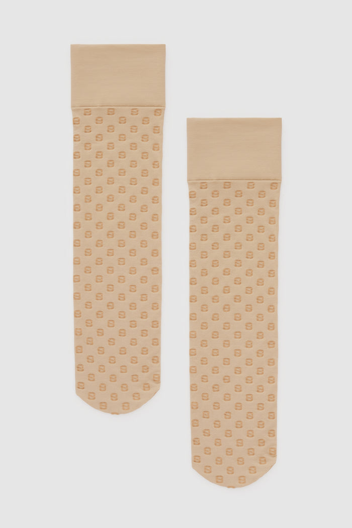 luna nylon socks in beige by buttonscarves