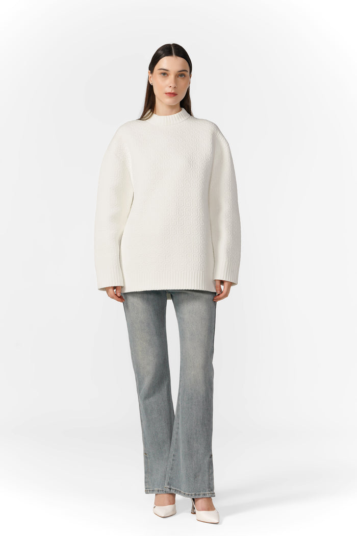 luna sweatshirt in white by buttonscarves front view