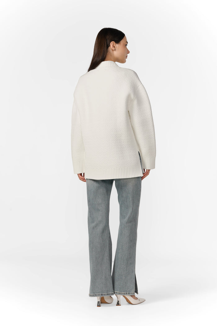luna sweatshirt in white by buttonscarves back view