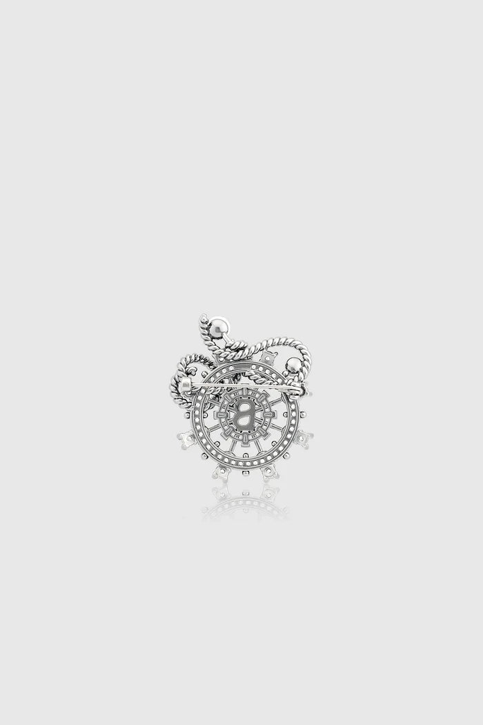 maris brooch in silver by buttonscarves back view