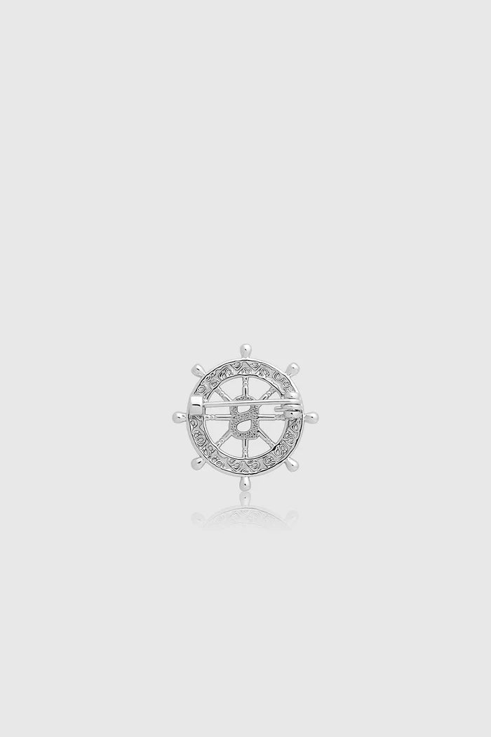 maris pin brooch in silver black by buttonscarves back view
