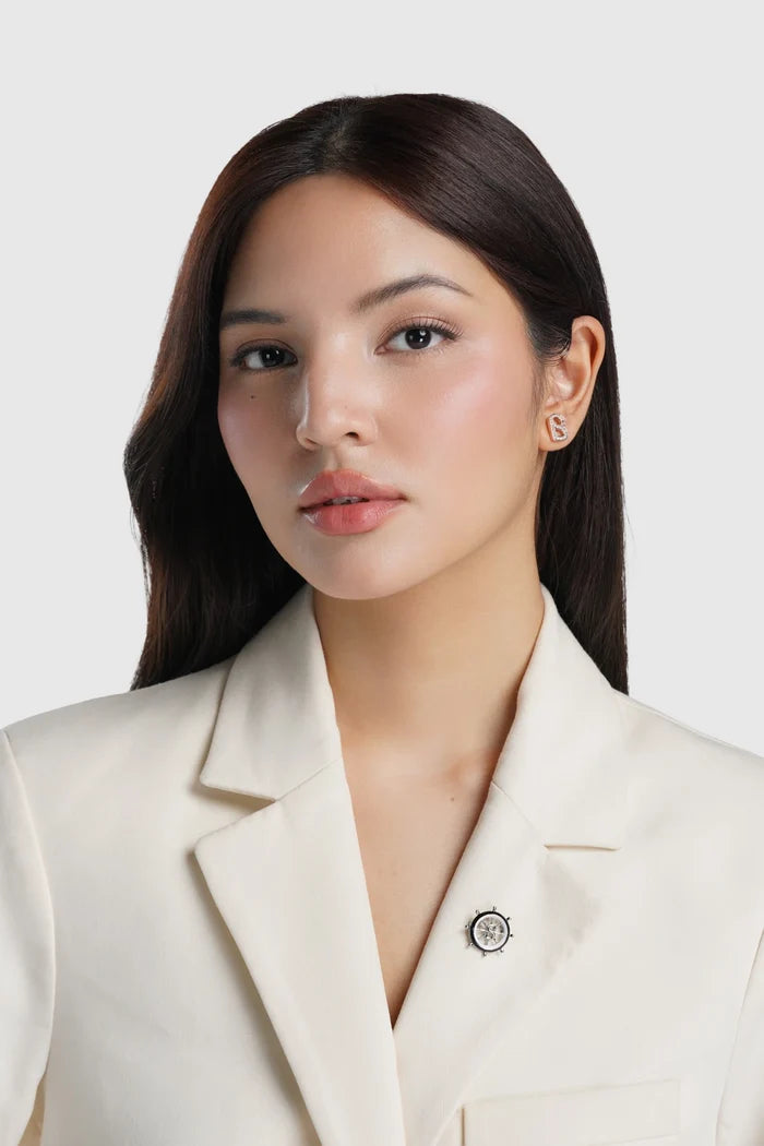 maris pin brooch in silver black by buttonscarves on blazers style look