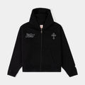 Mary Tears Cropped Zip Up Fleece Womens Hoodie (Black/Black)