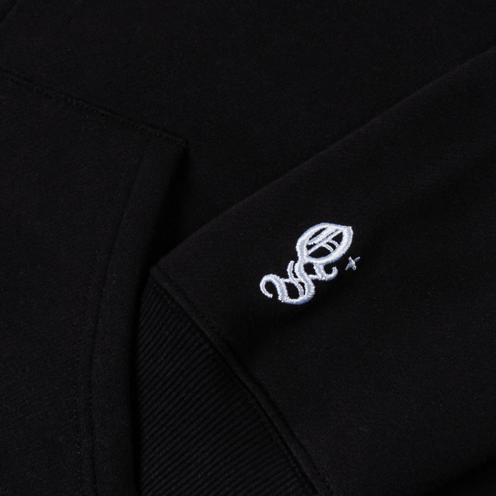 Mary Tears Cropped Zip Up Fleece Womens Hoodie (Black/Black)
