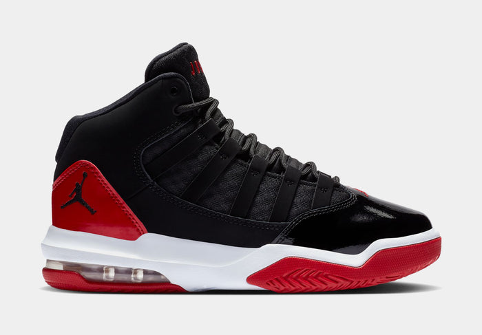 Max Aura Black Gym Red Grade School Lifestyle Shoes (Black/Gym Red/White)