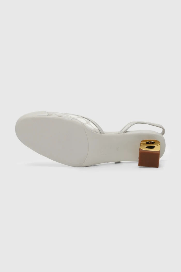 meela be heels in broken white bottom heels detail