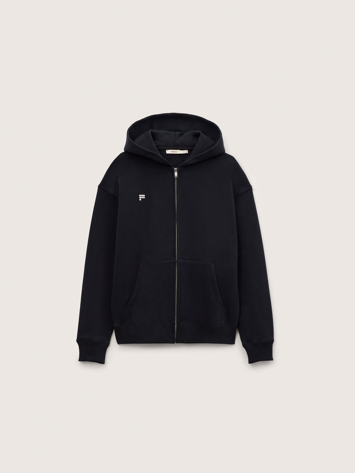 Mens Heavyweight Zip Up Hoodie—Black