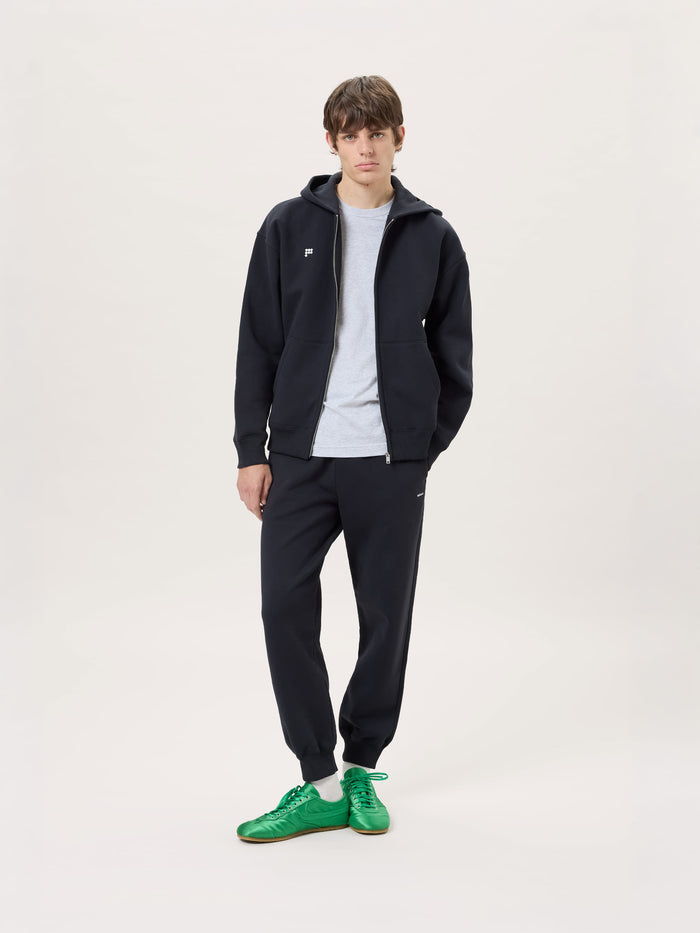 Mens Heavyweight Zip Up Hoodie—Black