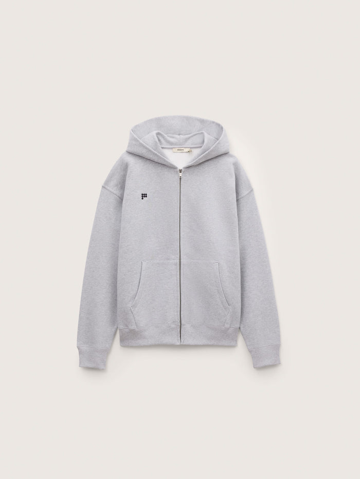Mens Heavyweight Zip Up Hoodie—Grey Marl