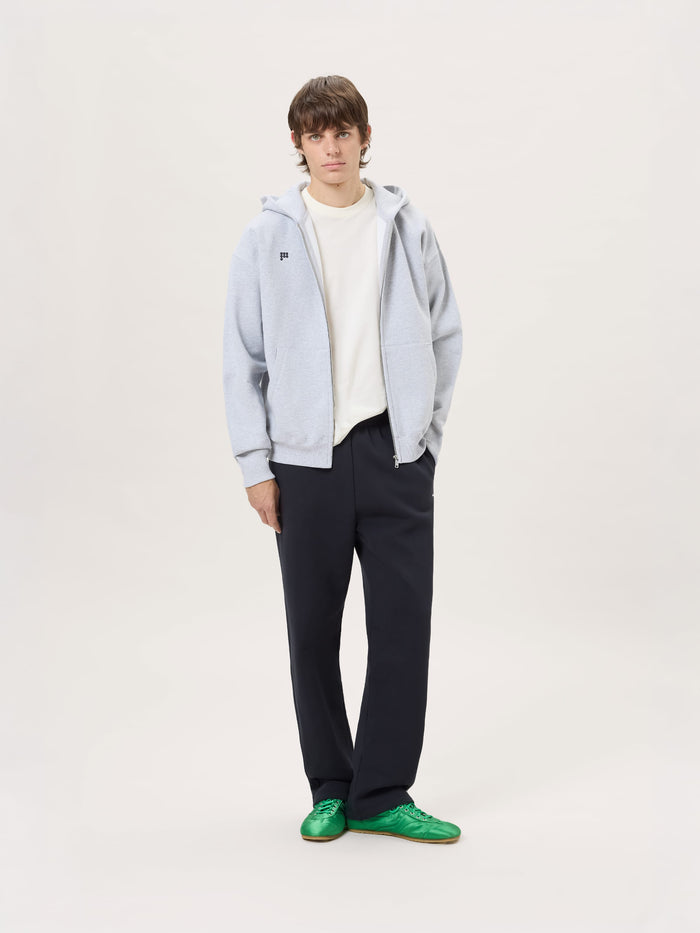 Mens Heavyweight Zip Up Hoodie—Grey Marl