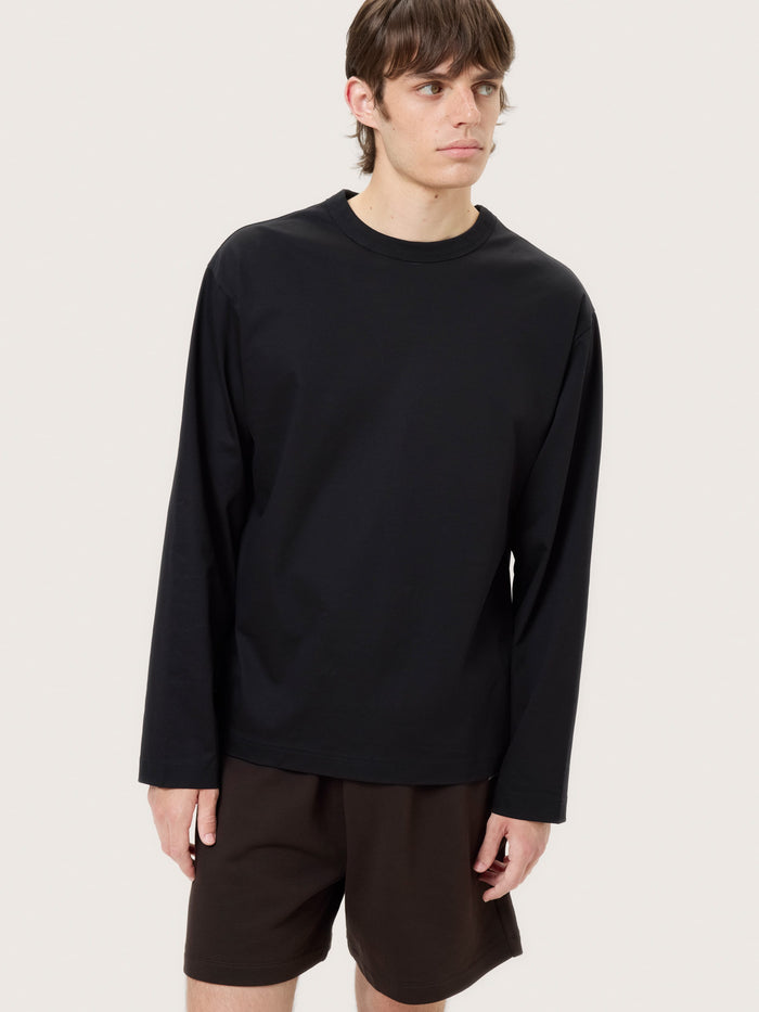 Mens Long Sleeve Interlock T-Shirt—Black