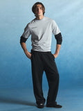 Mens Midweight Straight Leg Track Pants—Black