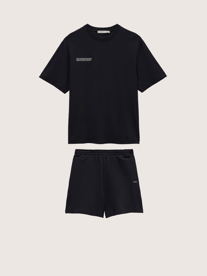 Mens Midweight T-Shirt and Shorts Set—Black