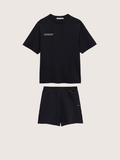 Mens Midweight T-Shirt and Shorts Set—Black