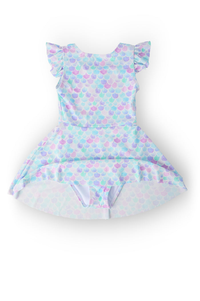Mermaid Scales Flutter Sleeve Twirl Swimsuit-Mila & Rose ®