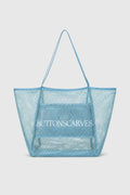 mesh tote bag in ocean by buttonscarves