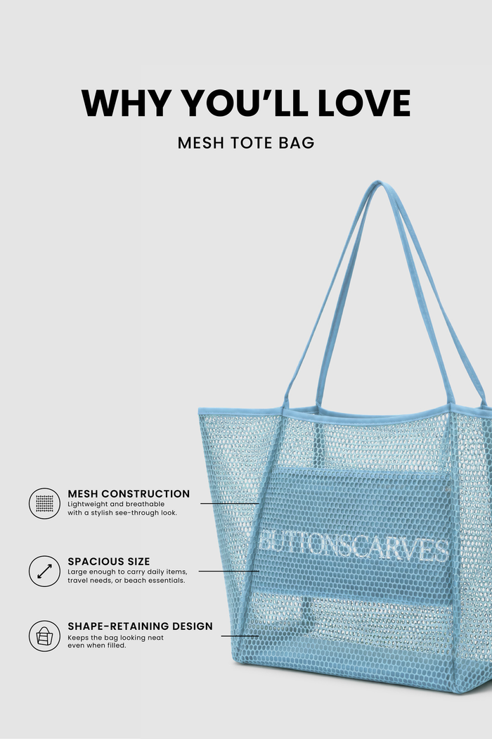 mesh tote bag ocean with mesh construction, spacious size, and shape-retaining design
