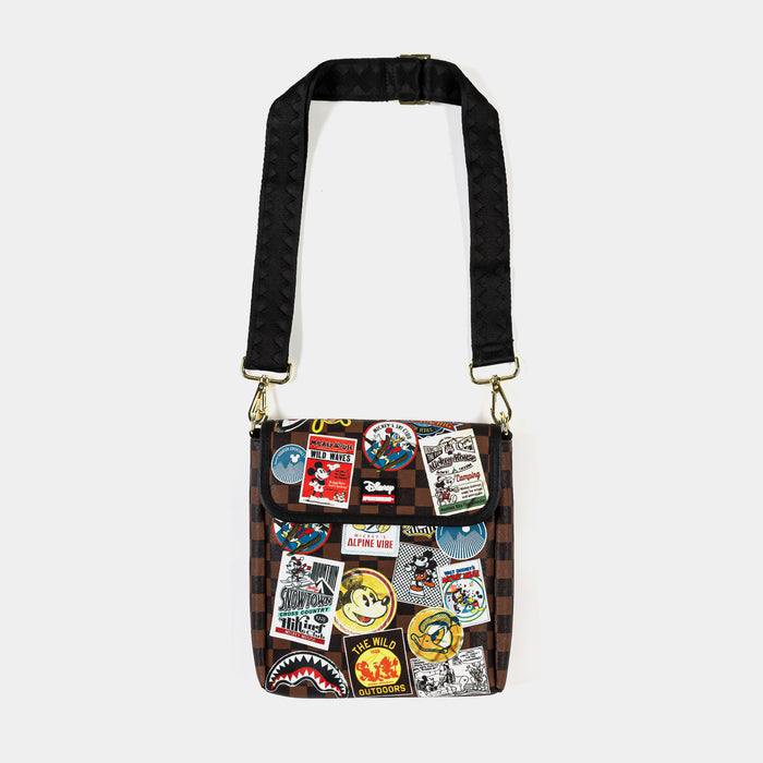 Mickey Mouse Global Mogul Messenger Sling Mens Bag (Brown/White)