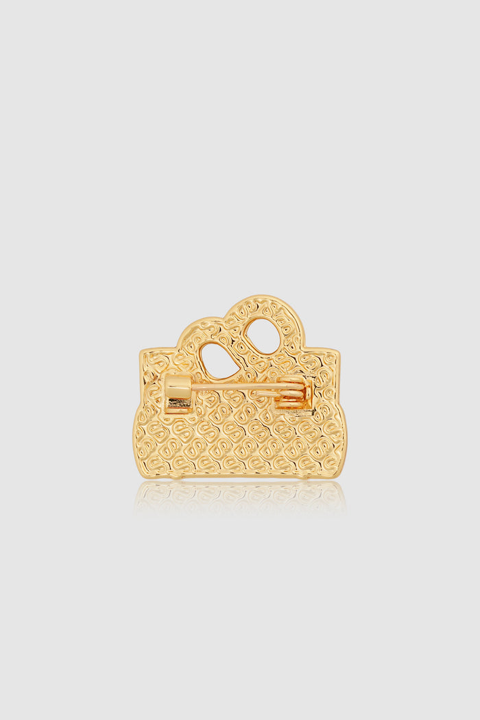 miniature 2.0 brooch package in gold by buttonscarves nina bag shape back view