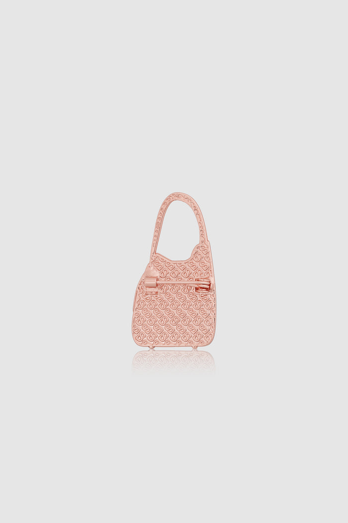 miniature 2.0 brooch package in rose gold by buttonscarves britney bag shape back view