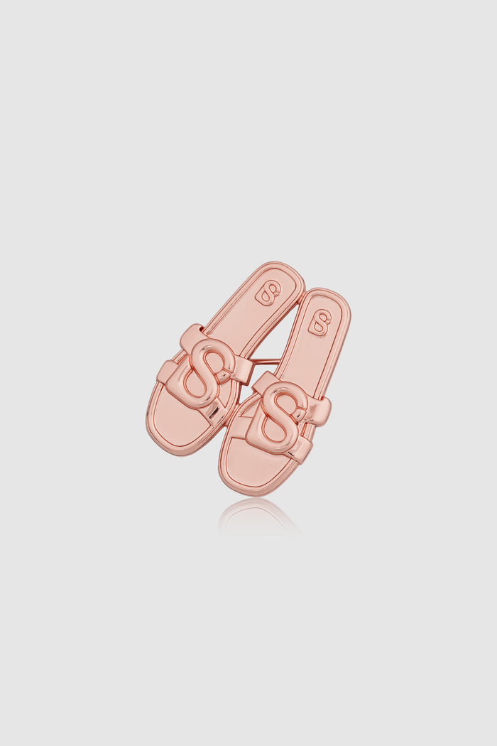 miniature 2.0 brooch package in rose gold by buttonscarves kefi sandal shape front view