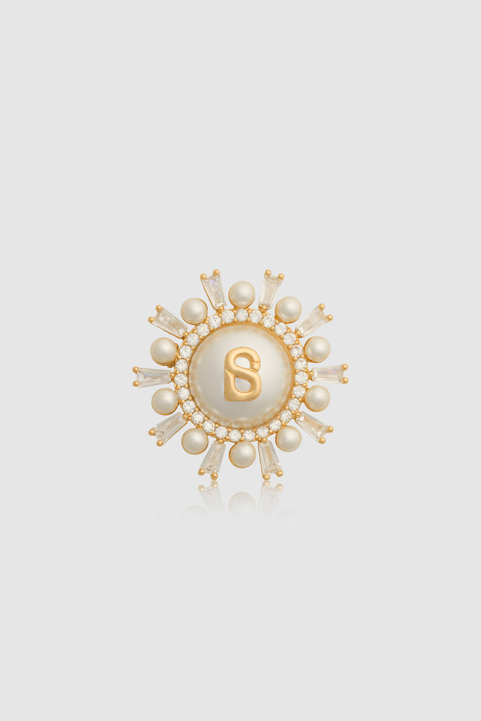 mirea petite brooch in gold by buttonscarves front view