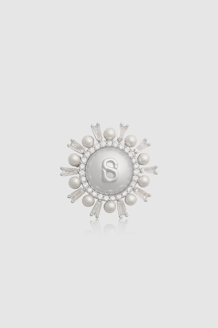 mirea petite brooch in silver by buttonscarves front view
