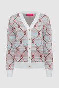 monogram beverly cardigan in multicolor by buttoscarves