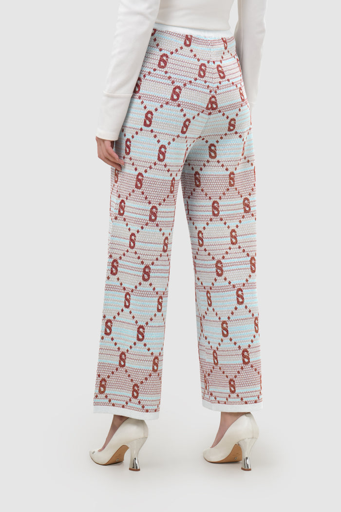 monogram beverly pants in multicolor by buttonscarves back view