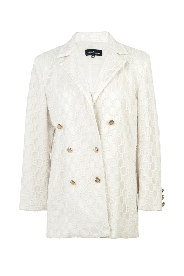 Monogram Embroidery Blazer - Cream