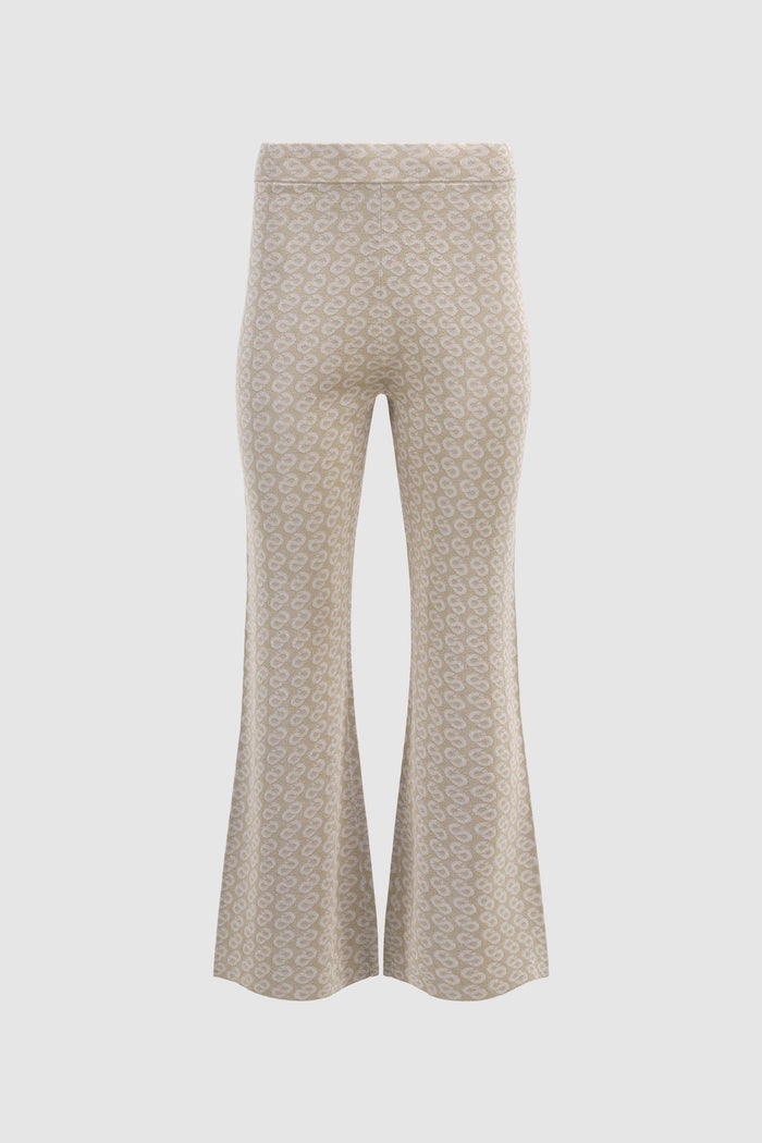 Monogram High-Waist Pants - Cream