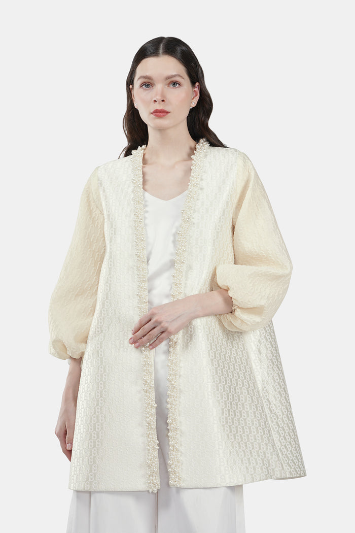 Monogram Jacquard Long Outer - Ecru