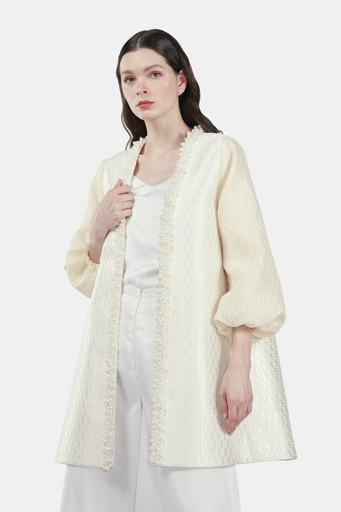Monogram Jacquard Long Outer - Ecru